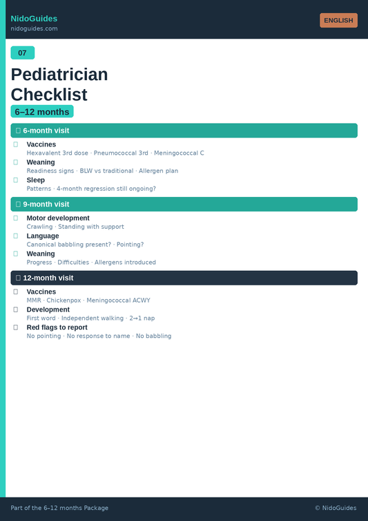 Paediatrician checklist 6-12 months — 9-month check printable NidoGuides