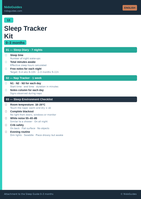 Newborn sleep tracker kit 0-3 months — printable template NidoGuides