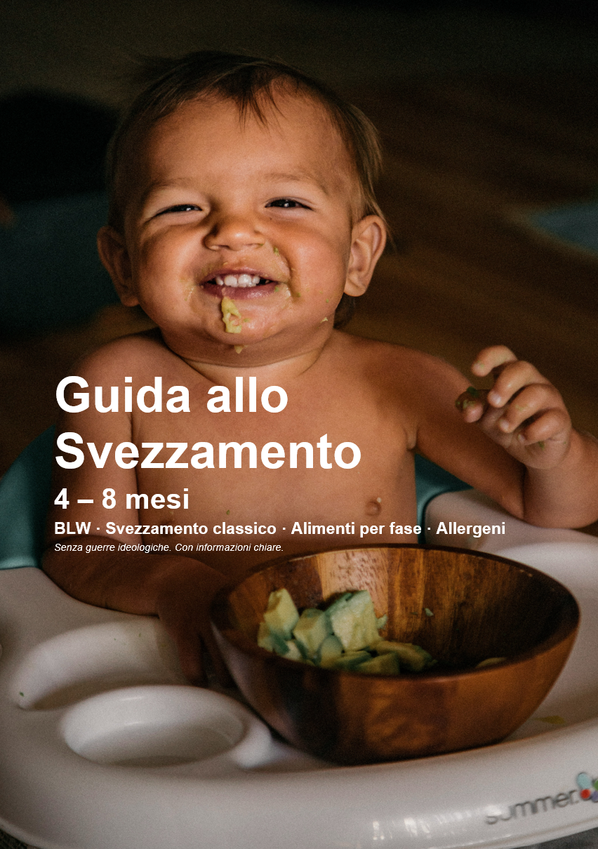 Guida allo svezzamento 4-8 mesi BLW e classico — PDF scaricabile NidoGuides